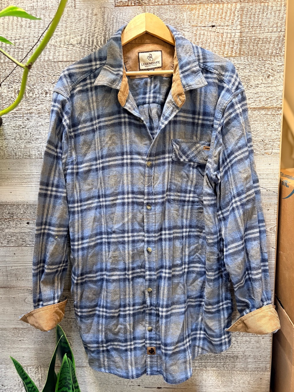 Legendary Whitetails Blue and Tan Plaid Button-Down Shirt